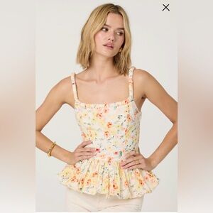 NWT Astr Floral Peplum Top - Cream and Orange